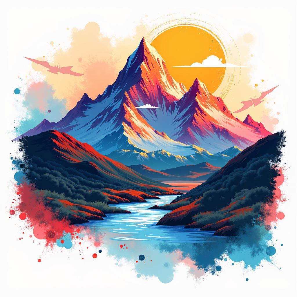 Abstract Mountain Art Digital Illustration