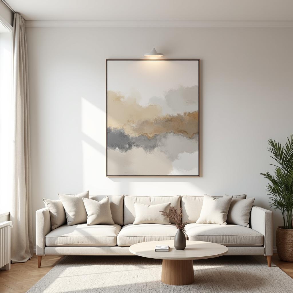 Abstract Neutral Art in a Living Room Setting