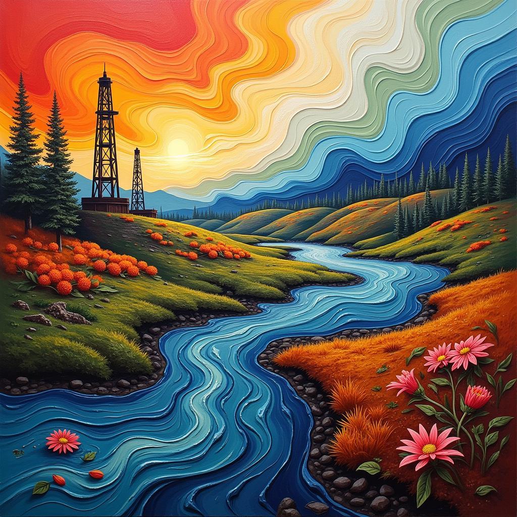 Abstract Oil and Gas Art Depicting Environmental Impact