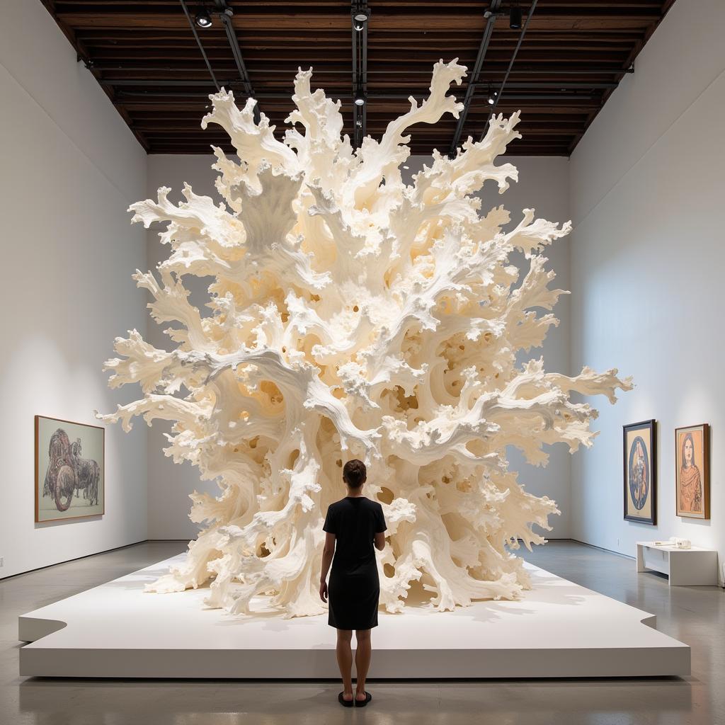 An Abstract Paper Art Installation in a Museum