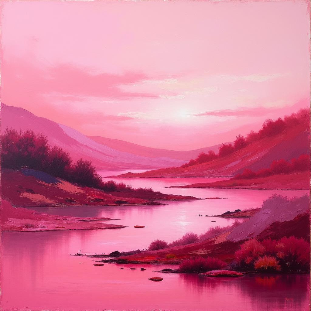 Abstract Pink Landscape Painting