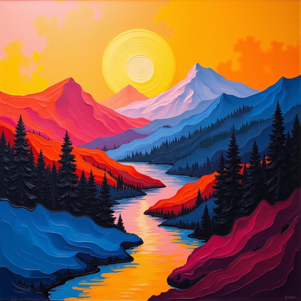 Abstract Scenery Art with Vibrant Colors