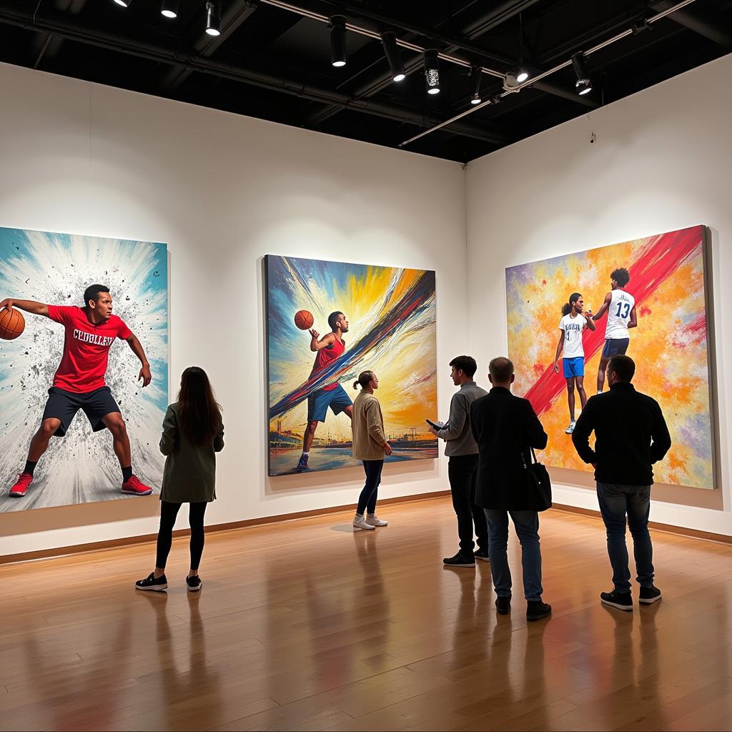 Abstract Sports Art in a Gallery Exhibition