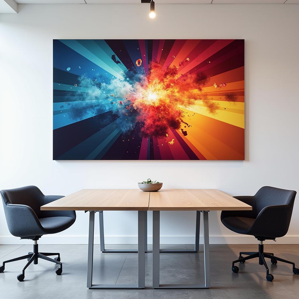 Abstract Acrylic Print Enhancing a Modern Office Space