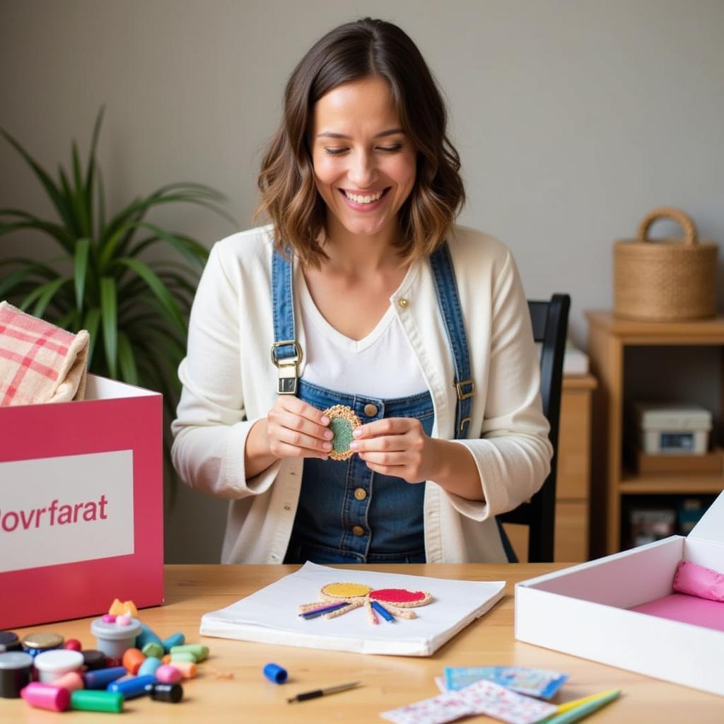 Adult Enjoying an Arts and Crafts Subscription Box