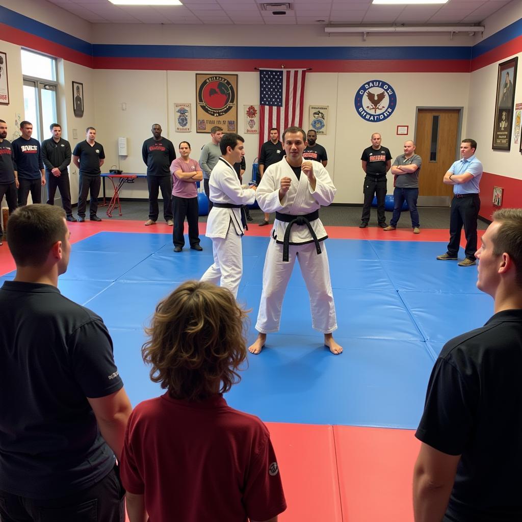 Adults exploring different martial arts styles