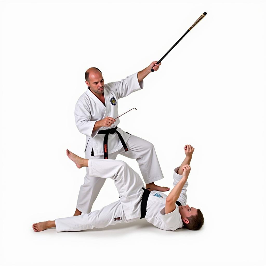 Advanced Martial Arts Cane Takedown Technique