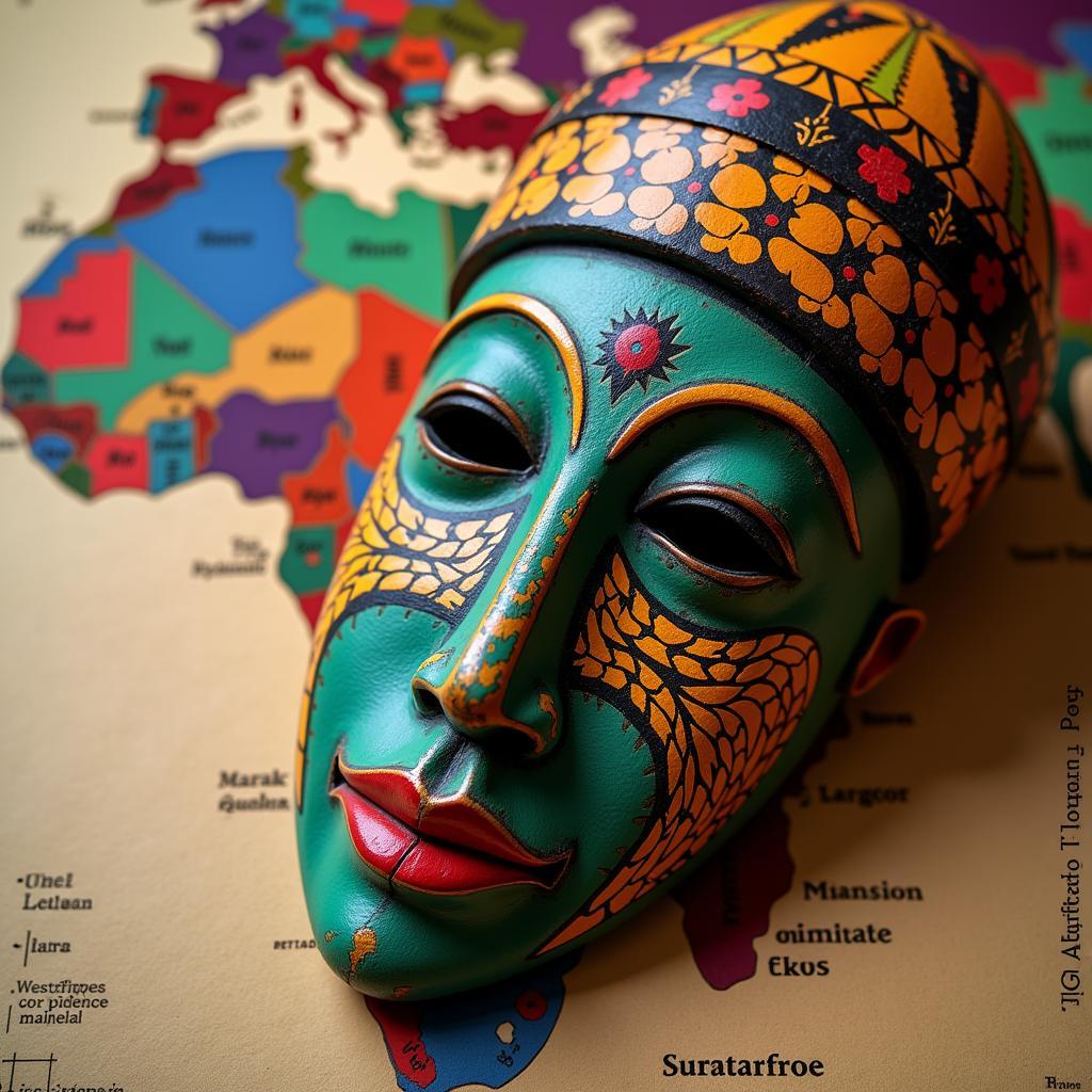 West African Mask on the Africa Art Map