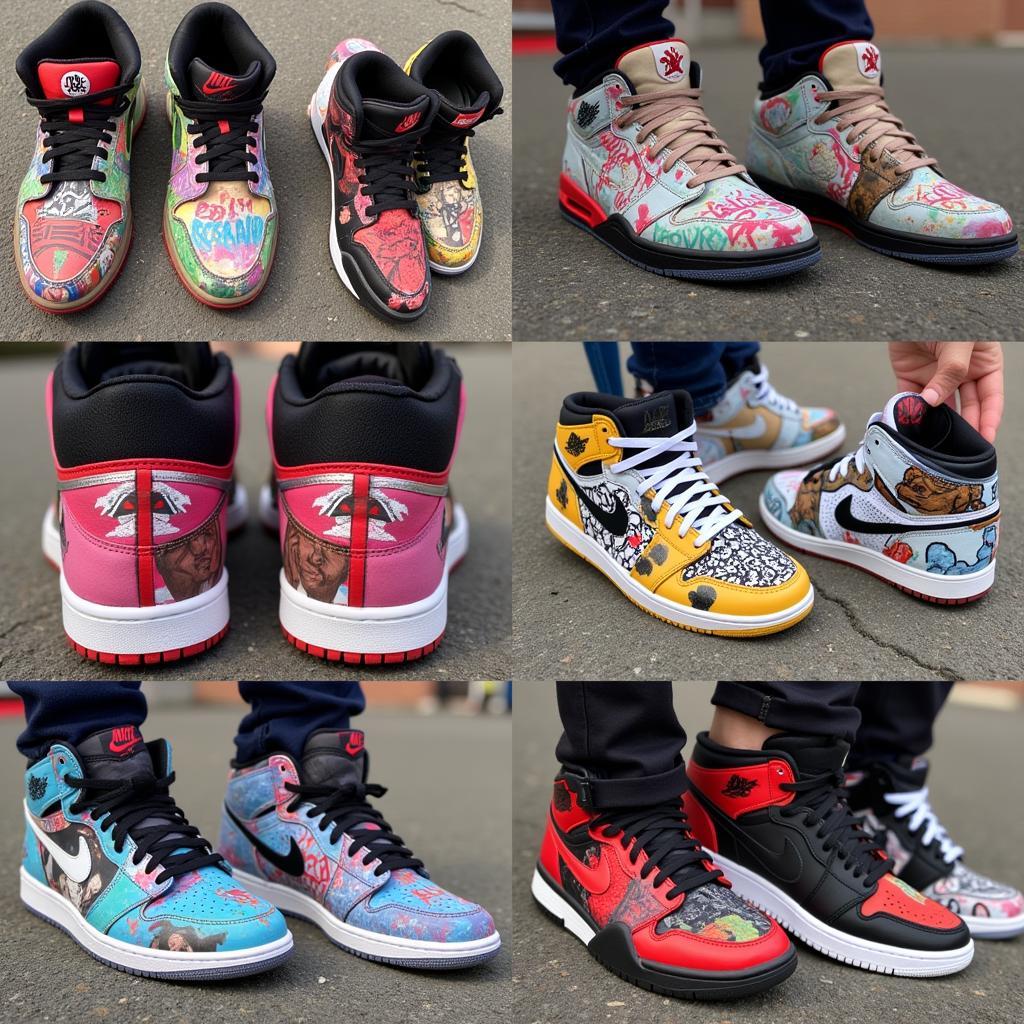 Custom Painted Air Jordan Sneakers Displaying Intricate Designs