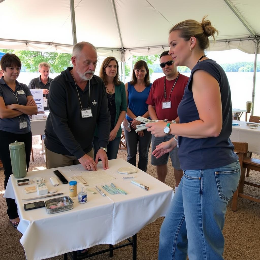 Artist Demonstrating Techniques at Alpena Art on the Bay