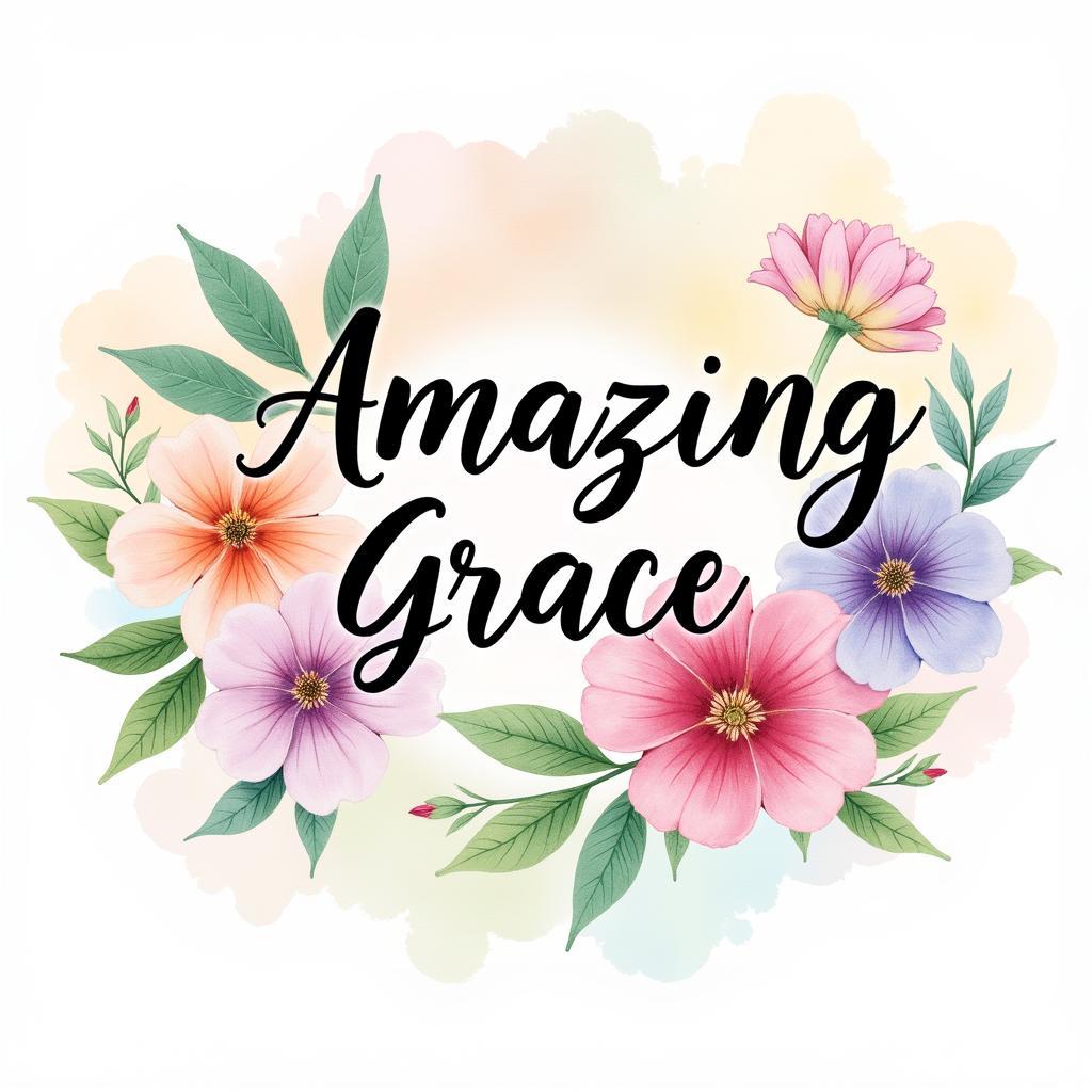 Amazing Grace Watercolor Floral Art