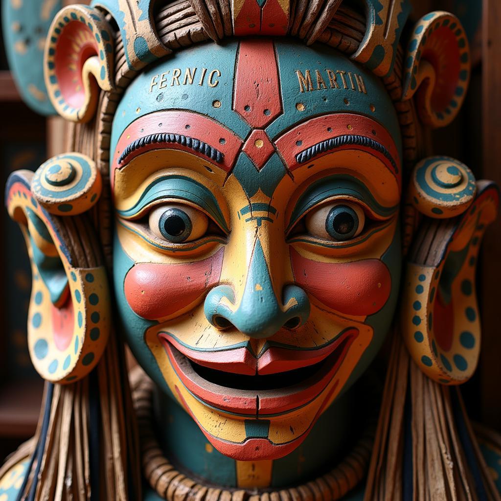 Indigenous Amazonian mask used in ceremonial rituals