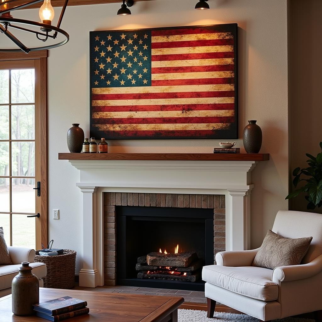 Patriotic American flag canvas wall art