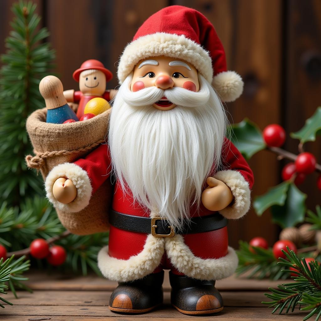 American Folk Art Santa with Wooden Toys