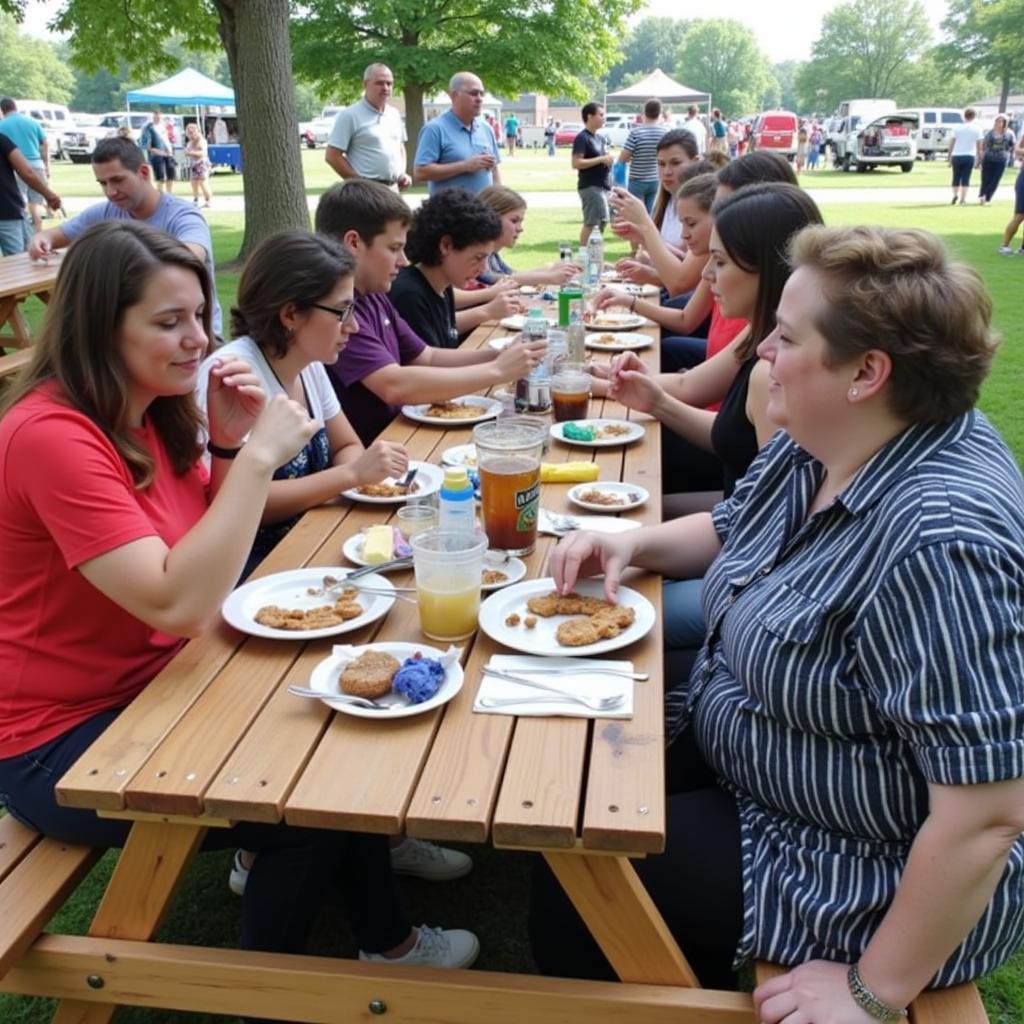 Visitors enjoying food at the Amish Acres festival