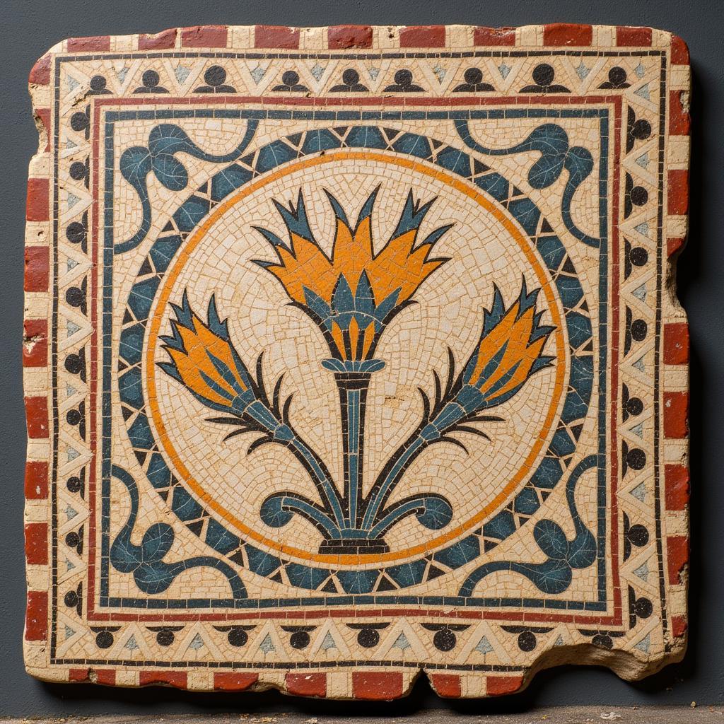 Ancient Greek Mosaic with Geometric Pattern