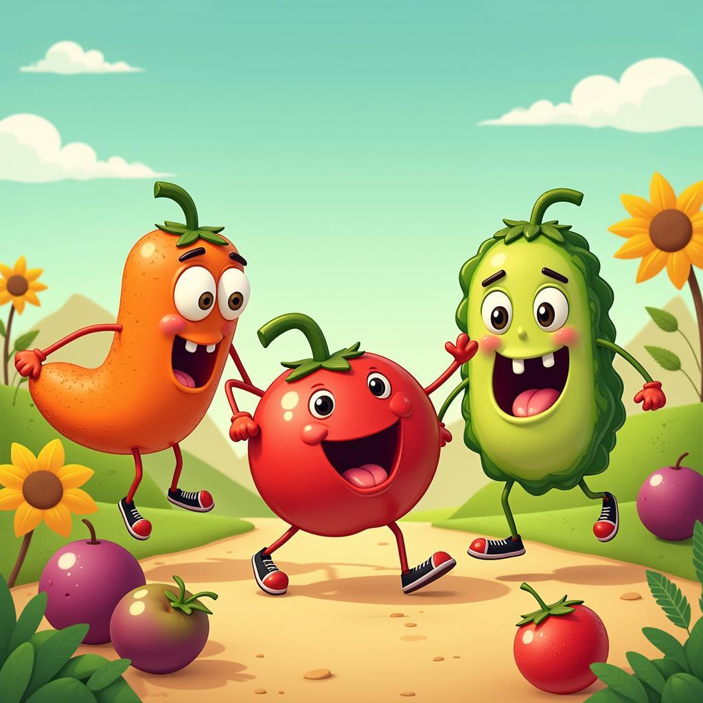 Animated Fruits and Vegetables Digital Art