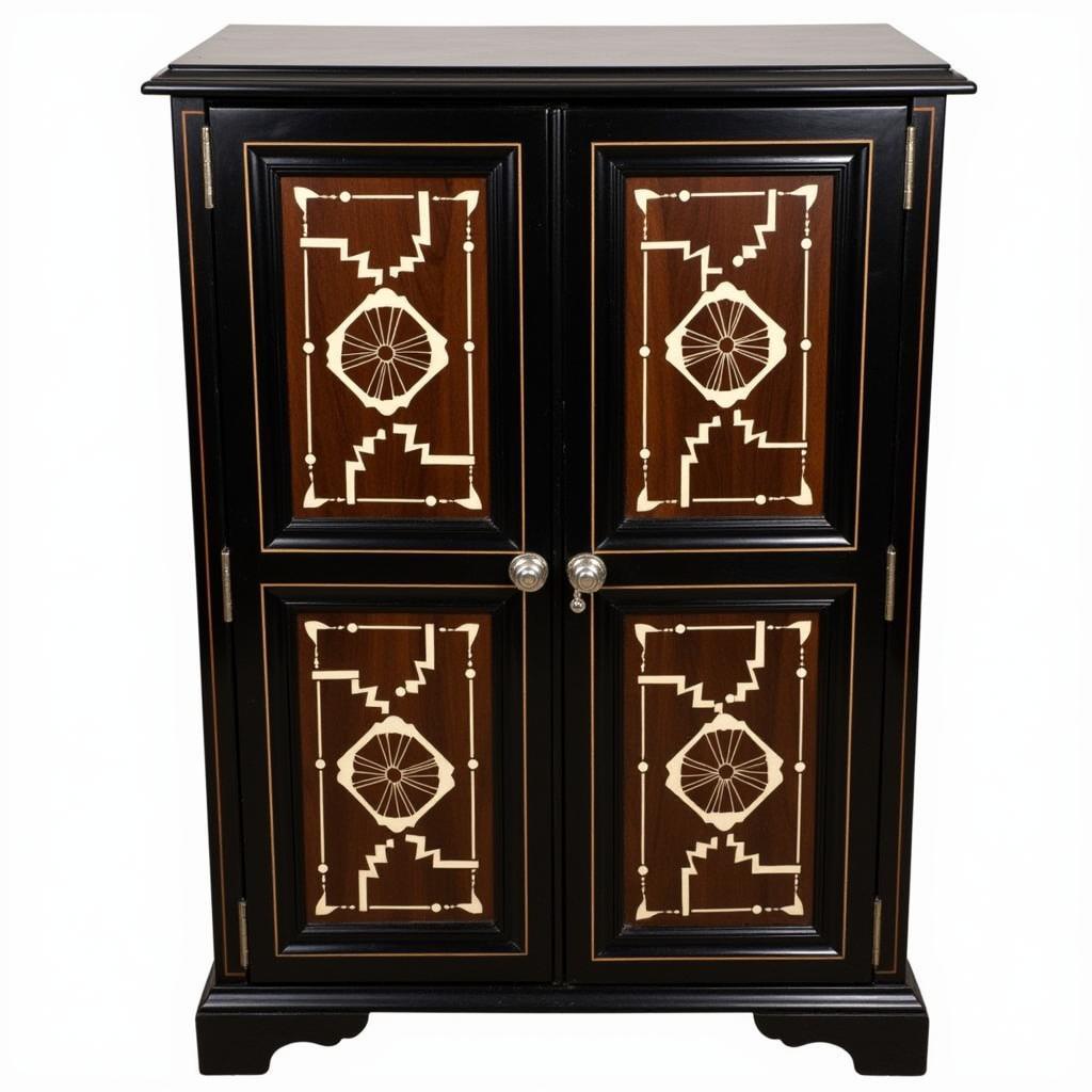 Antique Art Deco Cabinet with Geometric Inlay