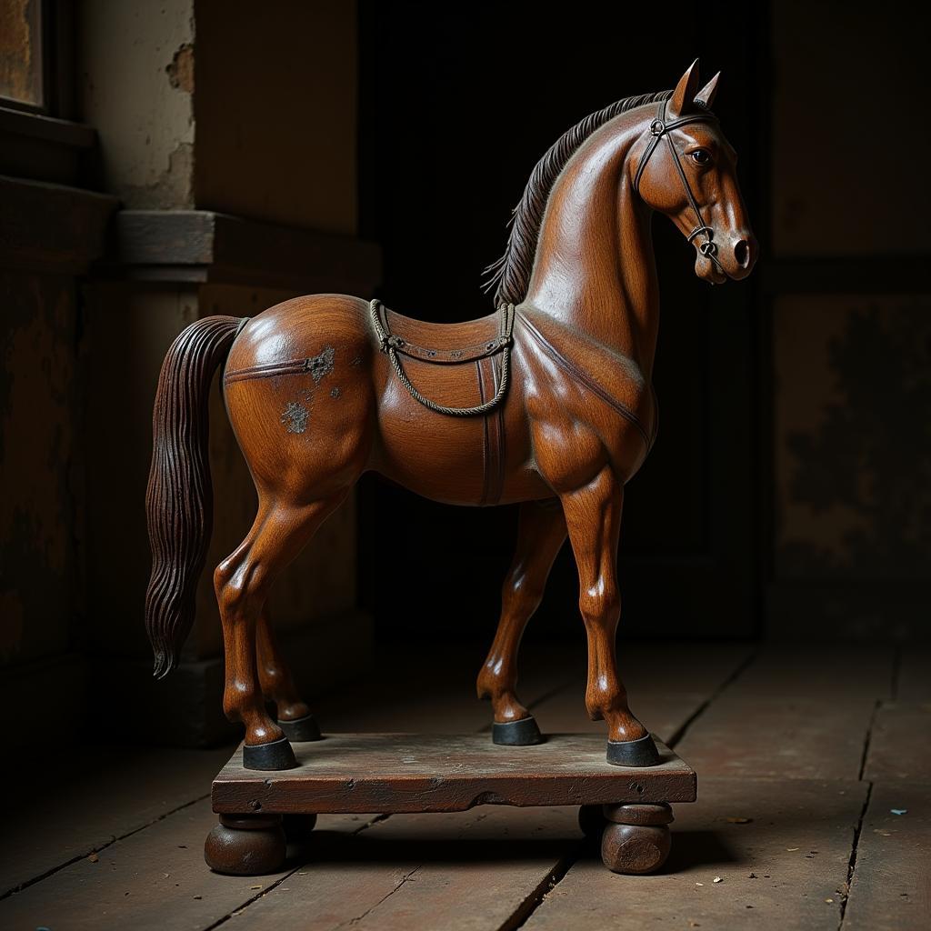 Antique Carved Wooden Horse Chair