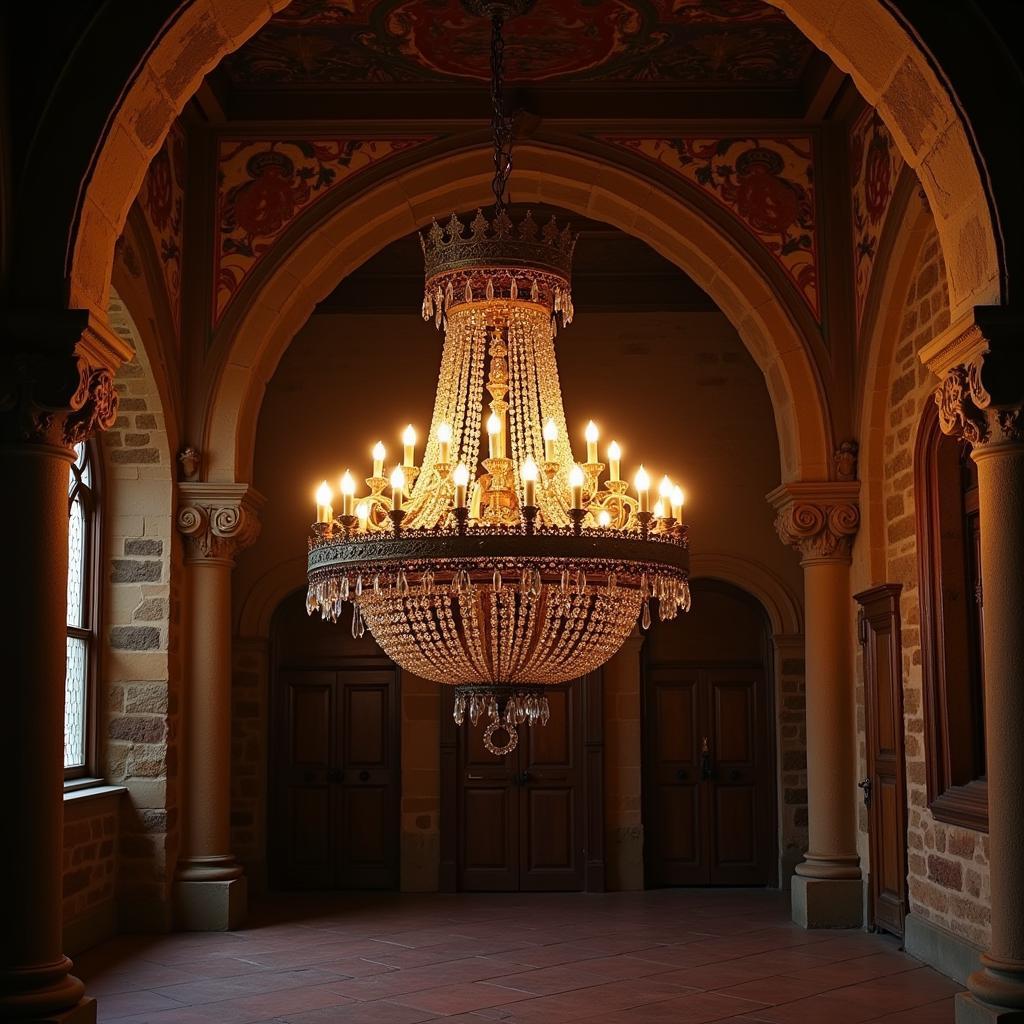 Antique Chandelier in a Medieval Castle