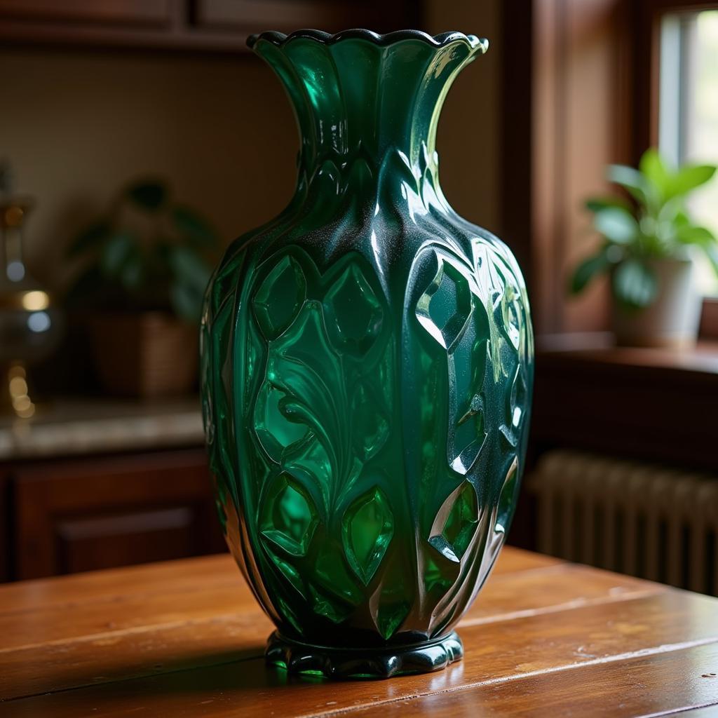 Antique Emerald Green Art Glass Vase