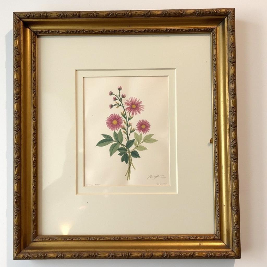 Framed Antique Floral Watercolor