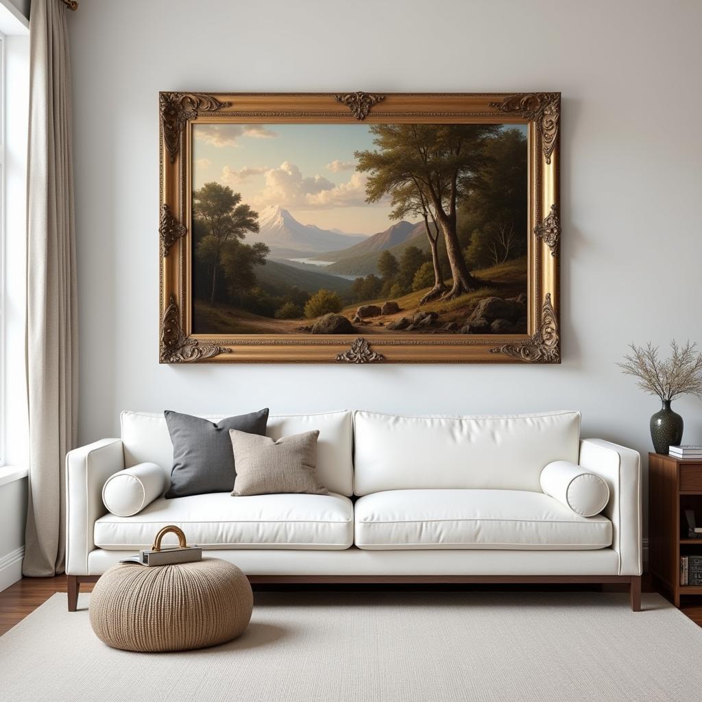 Antique Framed Art in a Modern Interior Design Setting