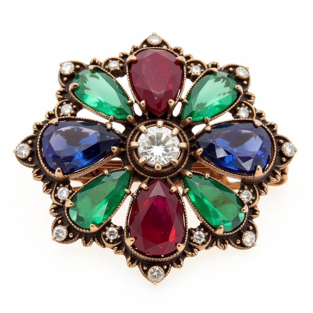 Antique Gemstone-Encrusted Brooch