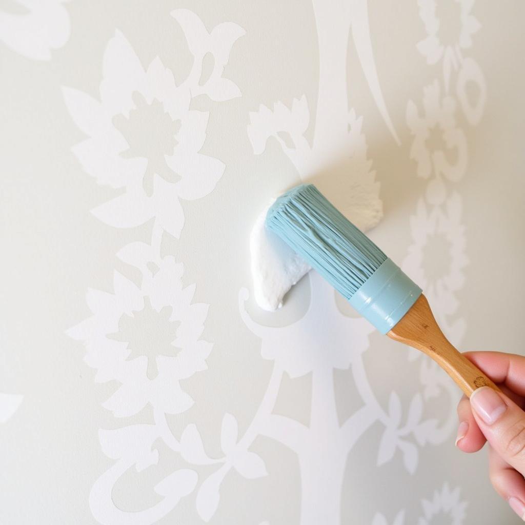 Applying Kitchen Wall Stencil