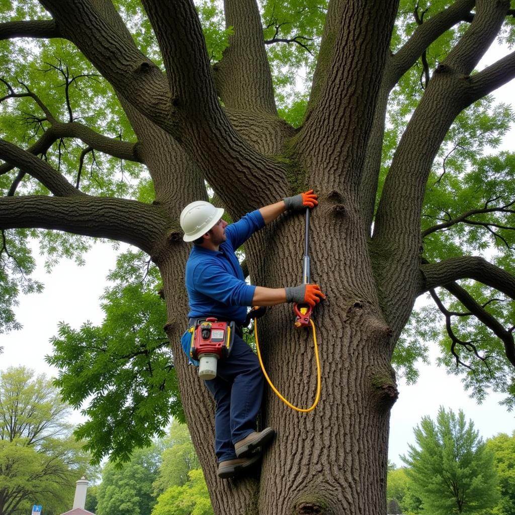 Professional tree trimming by an arborist