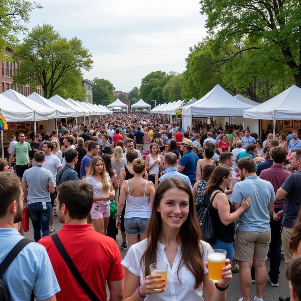 Attendees enjoying the Art Beer and Wine Festival in Jackson, MI.