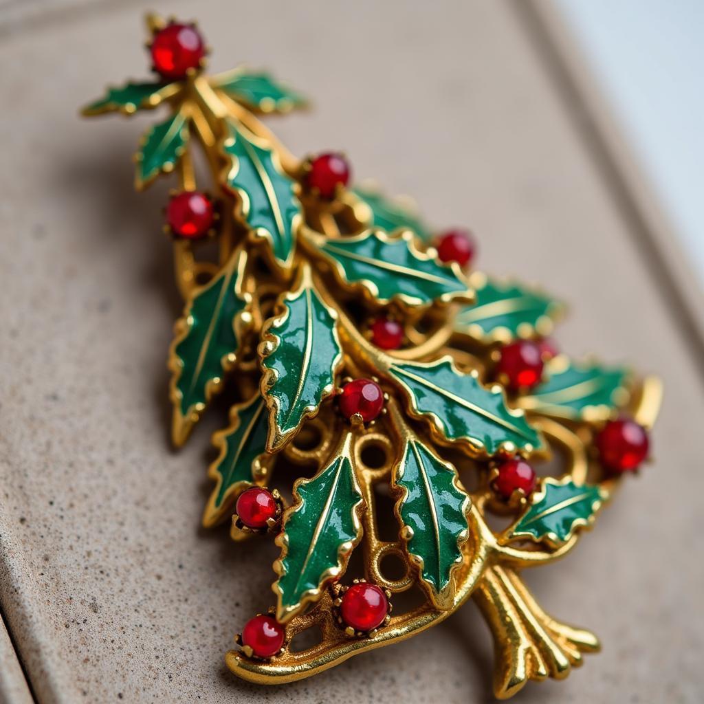 Vintage-Inspired Art Christmas Tree Brooch Design