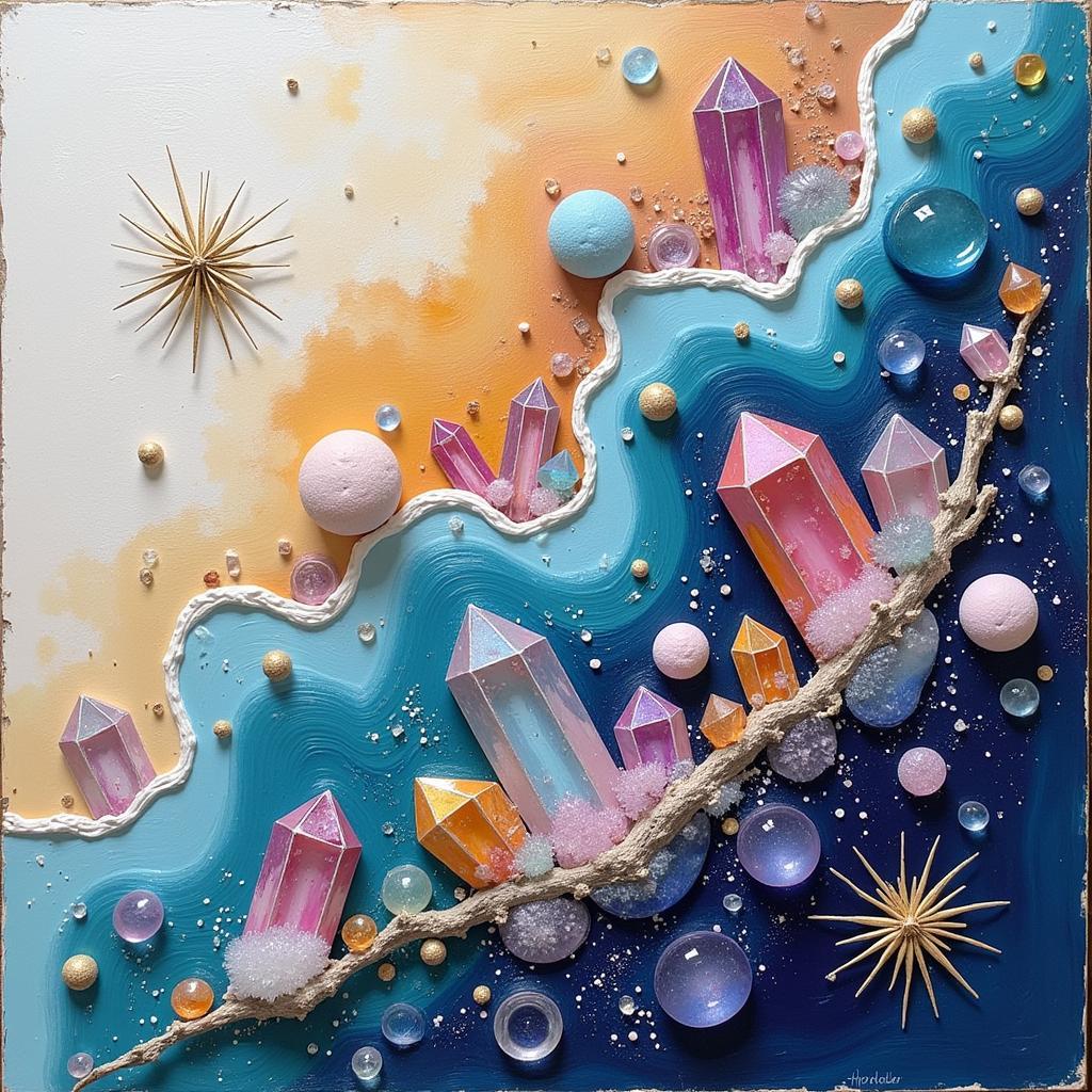 Art Crystals Integrated into an Abstract Painting