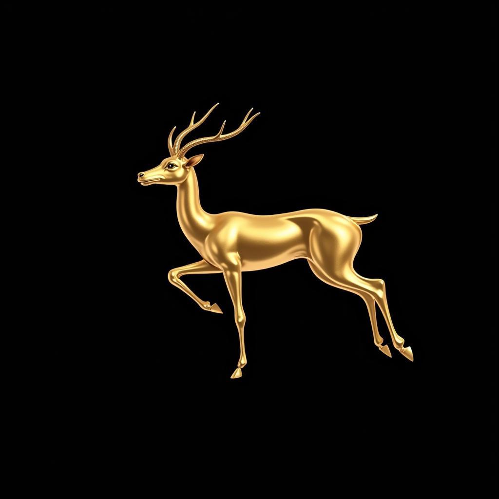 Art Deco Antelope Digital Art in Gold and Black