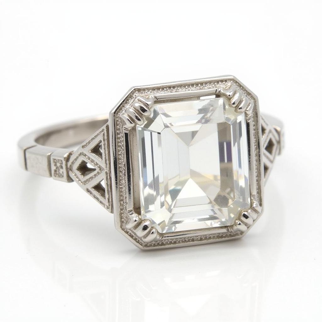 Art Deco Asscher Cut Ring in a Platinum Setting