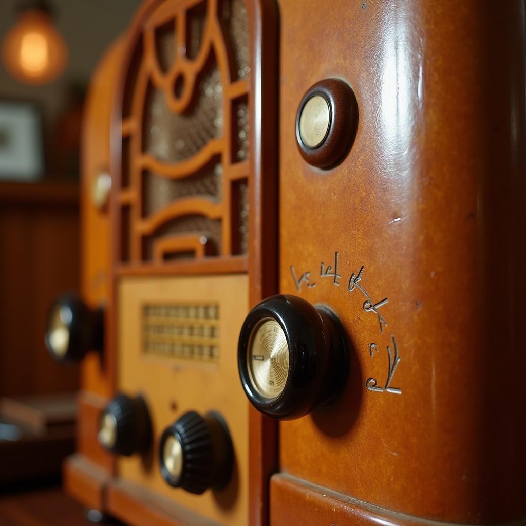 Close-up of an Art Deco Bakelite Radio