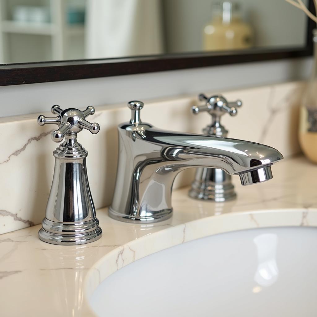 Art Deco Bathroom Faucet and Cabinet Hardware