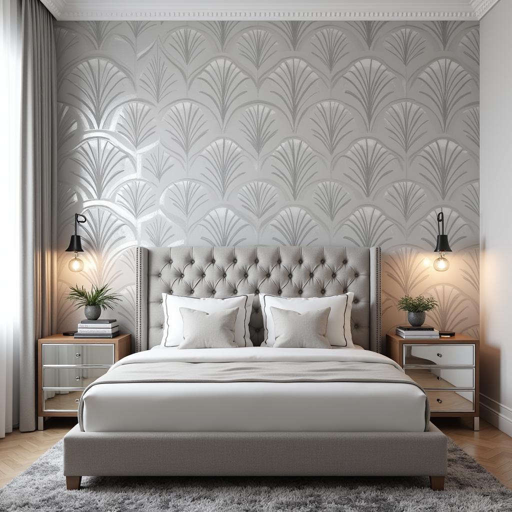 Art Deco Bedroom with Peel and Stick Wallpaper