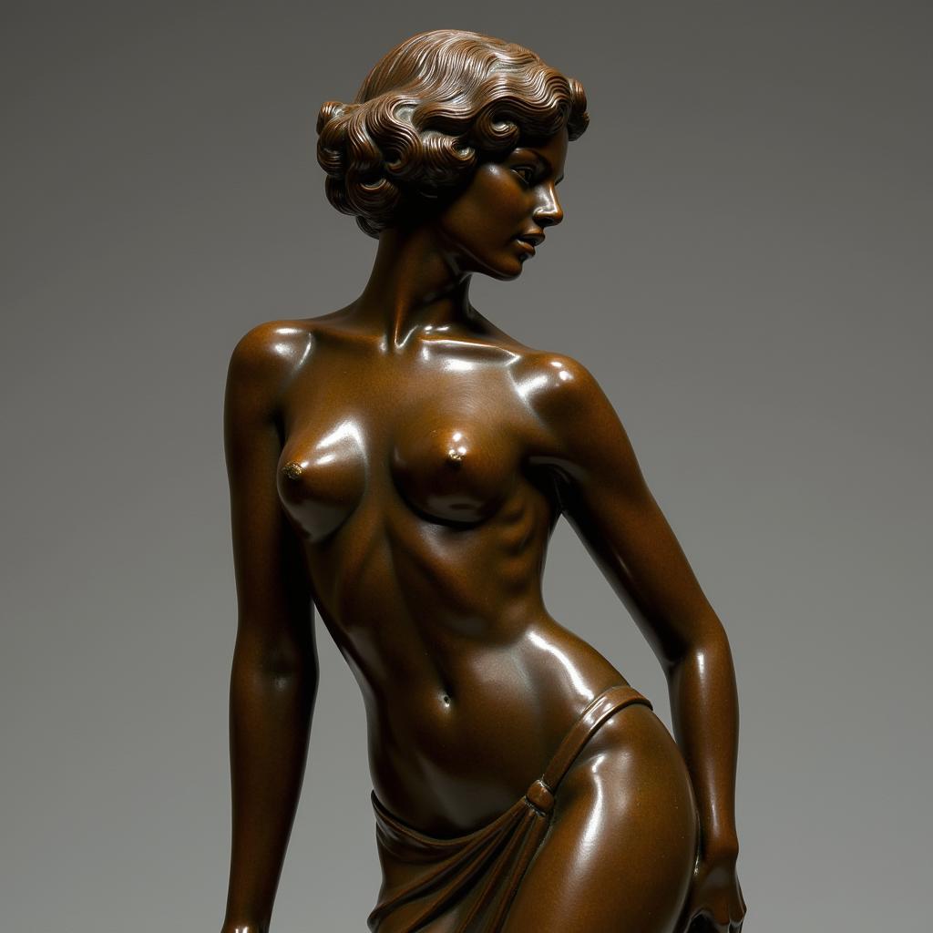 Art Deco Bronze Sculpture: A Stylized Female Figure