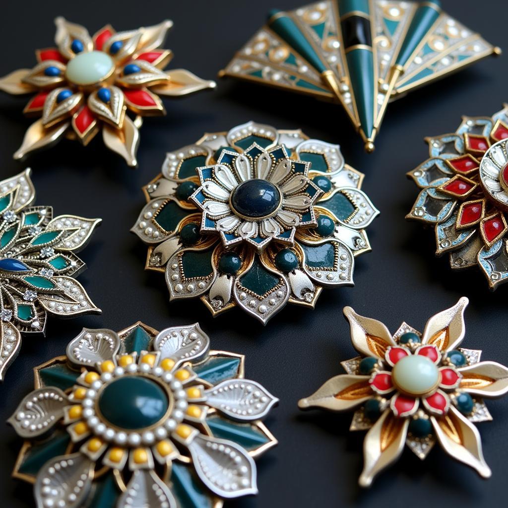 Art Deco Brooches Featuring Geometric Designs