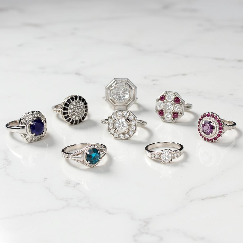 Art Deco Cartier Rings showcasing Geometric Designs