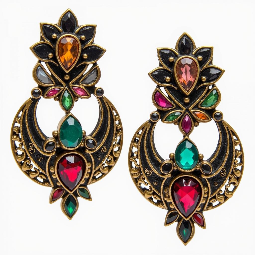 Art Deco Costume Earrings with Geometric Designs