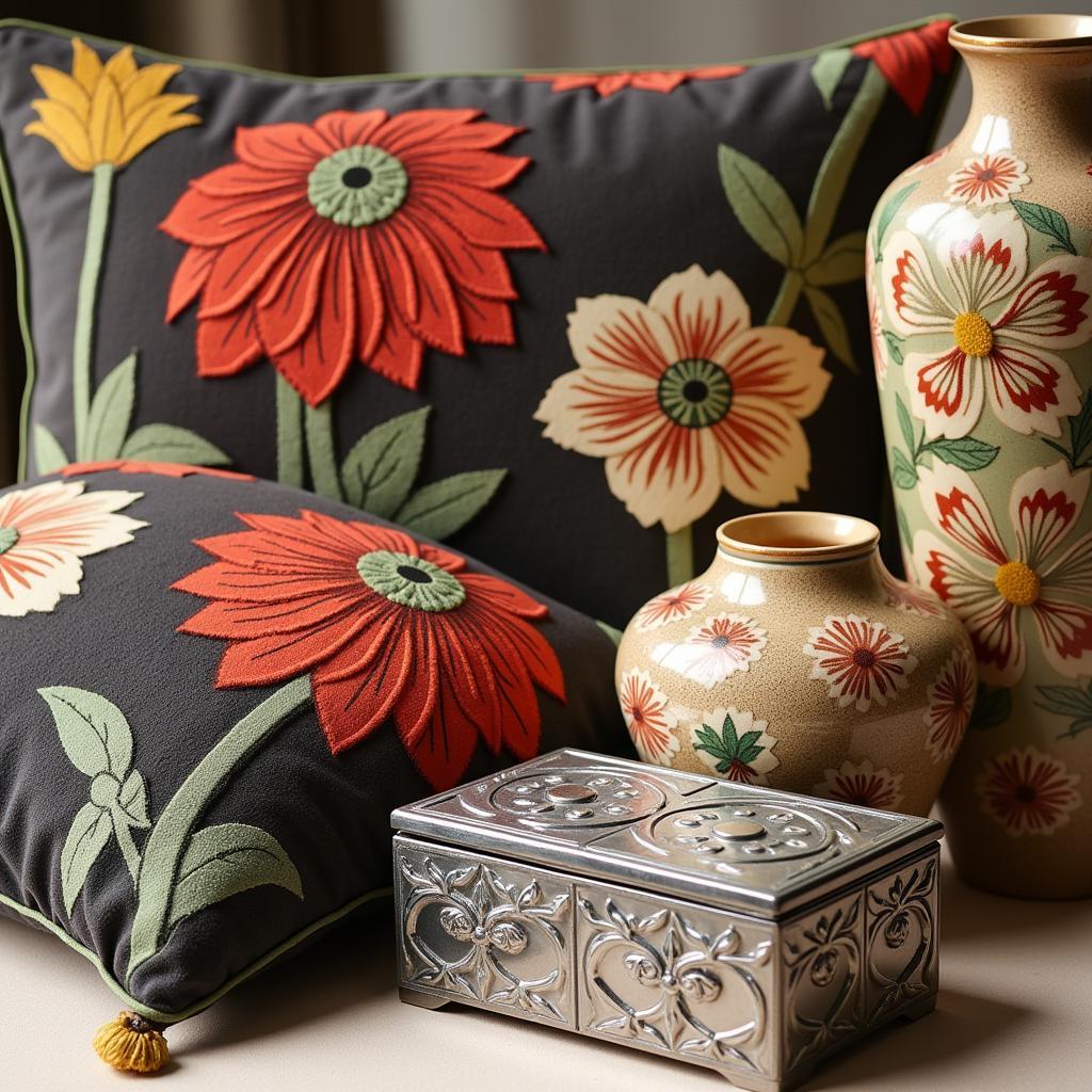 Art Deco Dahlia Textiles and Accessories