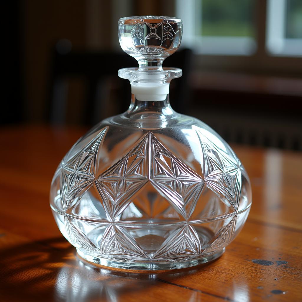 Crystal Art Deco Decanter with Geometric Design