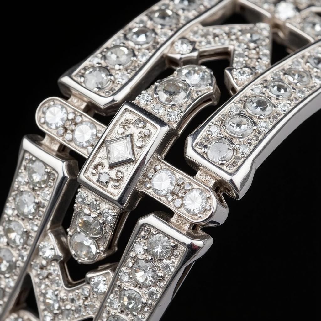 Art Deco Diamond Bracelet Platinum Close-up