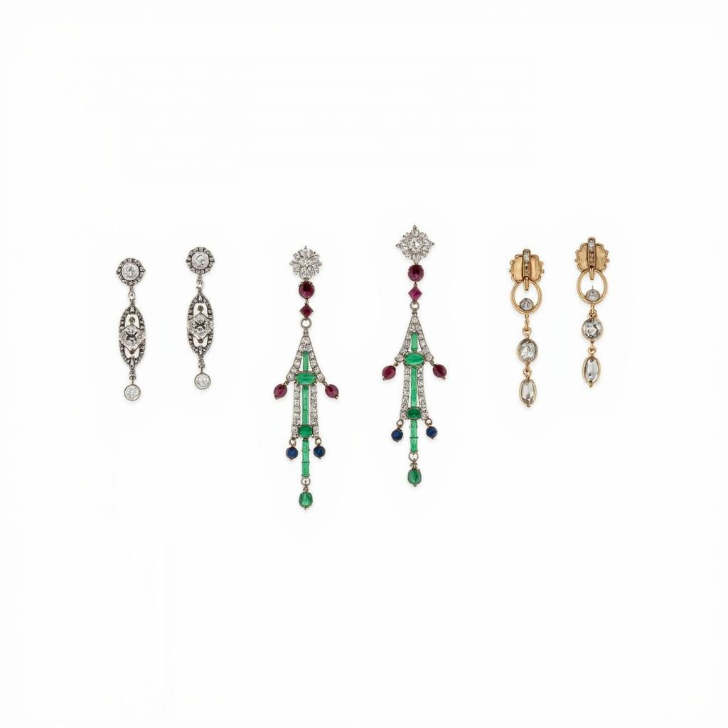 Art Deco Earrings showcasing Various Styles and Gemstones