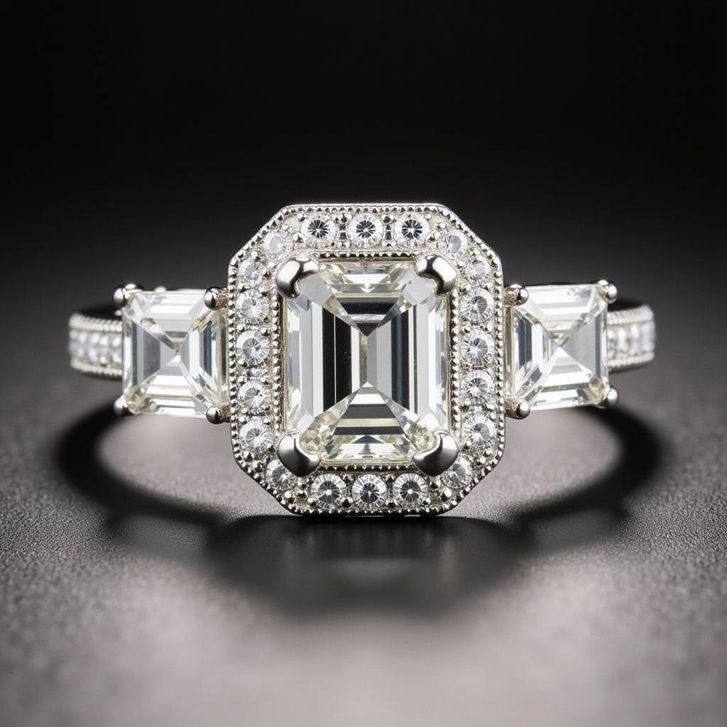 Art Deco Engagement Ring with Platinum and Diamond