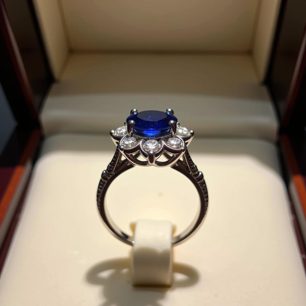 Art Deco Engagement Ring with Sapphire and Platinum