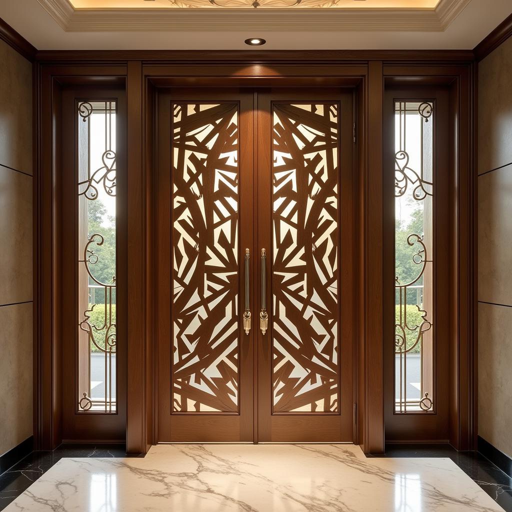 Art Deco Entryway with Geometric Patterns and Luxurious Materials