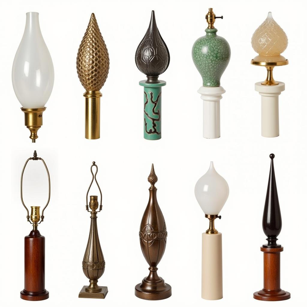 Art Deco Lamp Finials: Examples of intricate designs and materials